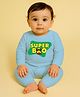 The Peppy Tend 100% Cotton Knit Rakshabandhan Theme Full Sleeves Super Bro Text Printed Romper - Blue