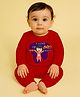 The Peppy Tend 100% Cotton Knit Rakshabandhan Theme Full Sleeves I Love My Bro This Much Text Printed Romper - Red
