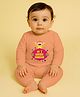 The Peppy Tend 100% Cotton Knit Rakshabandhan Theme Full Sleeves My 1st Rakshabandhan Text Printed Romper - Peach