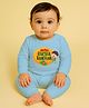 The Peppy Tend 100% Cotton Knit Rakshabandhan Theme Full Sleeves My First Rakshabandhan Text Printed Romper - Blue