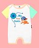 The Peppy Tend 100% Cotton Knit Rakshabandhan Theme Half Sleeves My First Rakhi Text Printed Romper - Multi Colour
