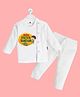 The Peppy Tend 100% Cotton Knit Rakshabandhan Theme Full Sleeves My First Raksha Bandhan Text Printed Tee With Pant Set - White