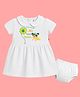 The Peppy Tend 100% Cotton Knit Raksha Bandhan Theme Half Sleeves My First Rakhi Text Printed Dress With Bloomer - White