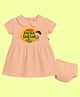 The Peppy Tend 100% Cotton Knit Raksha Bandhan Theme Half Sleeves My First Raksha Bandhan Text Printed Dress With Bloomer - Peach
