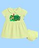 The Peppy Tend 100% Cotton Knit Raksha Bandhan Theme Half Sleeves Our 1st Raksha Bandhan Together Text Printed Dress With Bloomer - Yellow