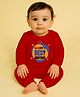 The Peppy Tend 100% Cotton Knit Raksha Bandhan Theme Full Sleeves Worlds Best Brother Text Printed Romper - Red