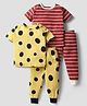 Kidi Wav Pack Of 2 Half Sleeves Striped & Polka Dots Printed Coordinating Tees & Joggers Set - Multi Colour