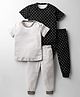 Kidi Wav Pack Of 2 Half Sleeves Striped & Polka Dots Printed Coordinating Tees & Joggers Set - Multi Colour
