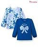 Honeyhap Premium 100% Cotton Knit With Bio Finish Tops with Bow Print Pack of 2 - Blue Quartz & Windsurfe