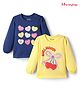 Honeyhap 100% Premium Cotton Knit With Bio Finish Tops with Heart & Bow Print Pack of 2 - Sunshine & Limoges