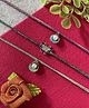 Digital Dress Room (Set of 3) Silver Plated AD Butterfly & Shell With Pearl Charm Pendant Thread Rakhi For Brother