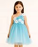 Tilism Woven One Shoulder Floral Applique Detailed Dress - Light Blue