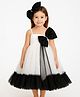 Tilism Woven Sleeveless Bow Applique Detailed Dress With Hair Band - Black & White