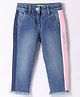 UCB Cotton Woven Full Length Washed Jeans with Patch & Text Embroidery - Navy Blue