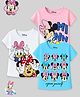 KUCHIPOO Cotton Knit Mickey & Friends Featuring Pack Of 3 Half Sleeves Characters Printed Tees - Pink Aqua Blue & White