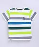giniekids Cotton Knit Half Sleeves Striped Tee - Off White & Green