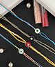 Digital Dress Room (Set of 4) Gold Plated Multicolor Evil Eye Charms Thread Rakhi For Brother, BRO