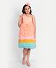 Tilism Woven One Shoulder Sleeves Floral Applique & Ruffle Detailed Dress - Multi Colour