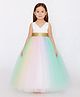 Tilism Woven Sleeveless Shimmered Back Bow Applique  Detailed Ombre Gown - Multi Colour