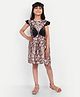 Tilism Woven Frill Sleeves Abstract Printed Bow Applique Detailed Dress - Multi Colour
