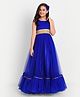 Tilism Woven Sleeveless Sequins Embellished Gown With Hair Band - Blue