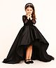 Tilism Woven Full Sleeves Net Detailed High Low Gown With Hair Band - Black