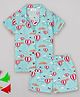 Sheer Love Viscose Knit Full Sleeves Hot Air Balloons Printed Coordinating Night Suit Set - Light Blue