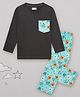 Sheer Love Cotton Jersey Knit Full Sleeves Teddy Bears Printed Coordinating Night Suit Set - Dark Grey & Blue