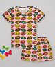 Sheer Love Lycra Knit Half Sleeves Doughnuts Printed Coordinating Night Suit Set - Multi Colour