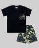 Sheer Love Cotton Jersey Knit Half Sleeves Camouflage Printed Coordinating Night Suit Set - Black