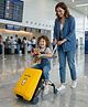 Bonfino Kids 2-in-1 Ride-On Travel Suitcase 16 Inch with Foldable Seat - Yellow| Shock-Resistant Hard Shell| PU Wheels| Ergonomic Tilt Design with Support Leg| Spacious Interior| Secure Number Lock