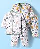 OHMS Single Jersey Knit Full Sleeves Co-ords Night Suit With Animal Print Pack Of 2 - White