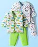 OHMS Single Jersey Knit Full Sleeves Night Suit With Space Theme Print Pack Of 2 - Light Green & White