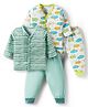 OHMS Single Jersey Knit Full Sleeves Co-ord Night Suit with Stripes & Submarine Print Pack of 2 - White & Light Blue