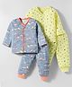 OHMS Single Jersey Knit Full Sleeves Co-ord Night Suits With Vehicle & Tree Print Pack of 2 - Yellow & Blue