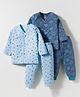 OHMS Single Jersey Full Sleeves Co-ords Night Suits with Tropical Theme Print Pack of 2 - Light & Navy Blue