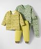 OHMS Single Jersey Knit Full Sleeves Striped & Animal Printed Co-ord Night Suits Pack of 2 - Yellow & Green