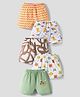 OHMS Single Jersey Knit Knee Length Shorts With Animal Print Pack Of 5 - Multicolour