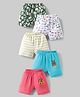 OHMS Single Jersey Knit Shorts With Vehicle Print Pack Of 5 - Multicolour