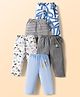 OHMS Single Jersey Knit Full Length Lounge Pant With Vehicle Print & Stripes Pack Of 5 - Multicolour