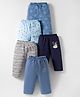 OHMS Single Jersey Knit Full Length Lounge Pants with Stripes & Animal Print Pack of 5 - Multicolor