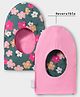 OHMS Single Jersey Knit Reversible Monkey Cap with Floral Print Pink - Diameter 12.5 cm