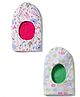OHMS Single Jersey Knit Reversible Monkey Cap With Dino & Floral Print Pack of 2 White & Grey - 12 cm Diameter