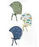 OHMS Single Jersey Knit Baby Caps With Animal & Vehicle Print Pack of 3 Navy Blue & White - 10.5 cm Diameter
