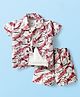 Mom's pet Cotton Knit Half Sleeves Abstract Printed Coordinating Shirt & Shorts With Tee Set - Orange