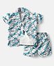 Mom's pet Cotton Knit Half Sleeves Abstract Printed Coordinating Shirt & Shorts With Tee Set - Green