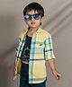 Polka Tots Cotton Woven Full Sleeves Checked Shirt With Attached Tee - Yellow