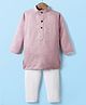 Ridokidz Full Sleeves Checked & Threadwork Embroidered Kurta Pyjama Set - Onion Pink