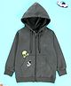 Kiddopanti Knit Full Sleeves Astronaut Printed Hooded Sweatjacket - Military Green