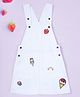 Kiddopanti Denim Woven Sleeveless Popsicles & Rainbow Patch Embroidered Pinafore Dress - White